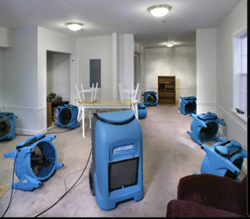 Air movers and dehumidifier setup for Water Extraction & Removal in East Rockhill