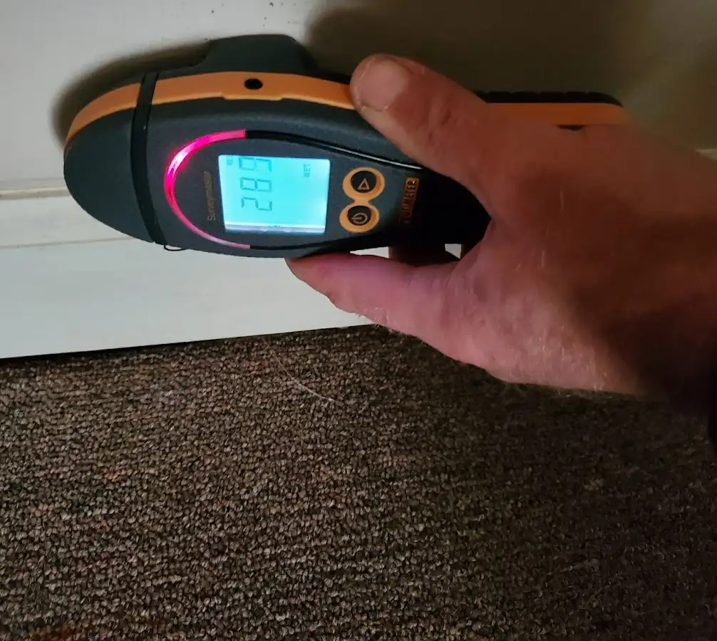 Moisture detection at baseboard during Sewage Cleanup & Sanitation in East Rockhill