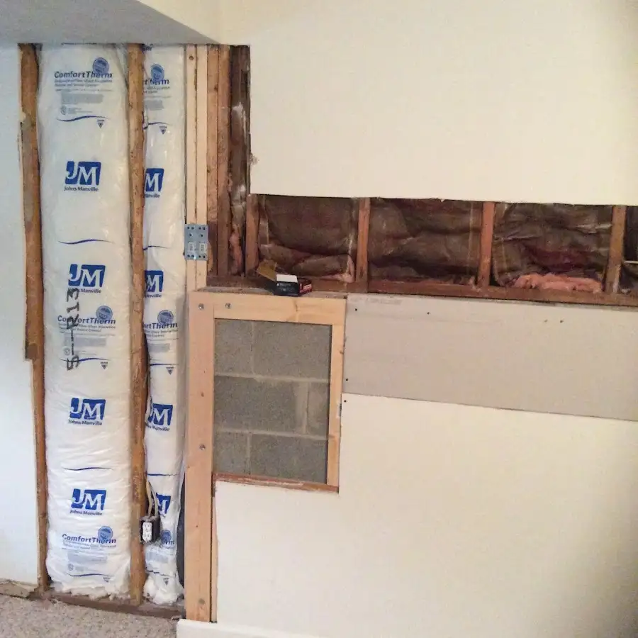 Wall insulation replacement during Basement Flood Cleanup in East Rockhill
